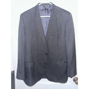 Brooks Brothers 1818 Fitzgerald Mens 44R Black Pinstripe Wool 2 Button Blazer
